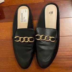 Black flat mule loafer
